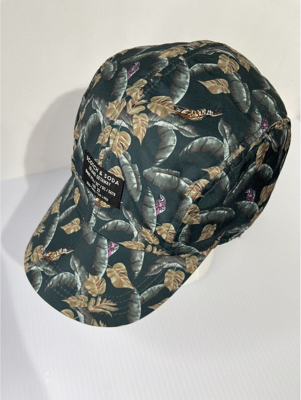Scotch & Soda Island Getaway Printed Cap O/S Drawstring Floral Nylon Lining NWT